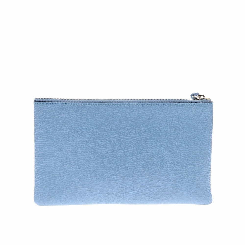 Gucci mineral Blue calf skin leather. Tassel Wristlet with Bamboo Accents - Picture 2 of 9